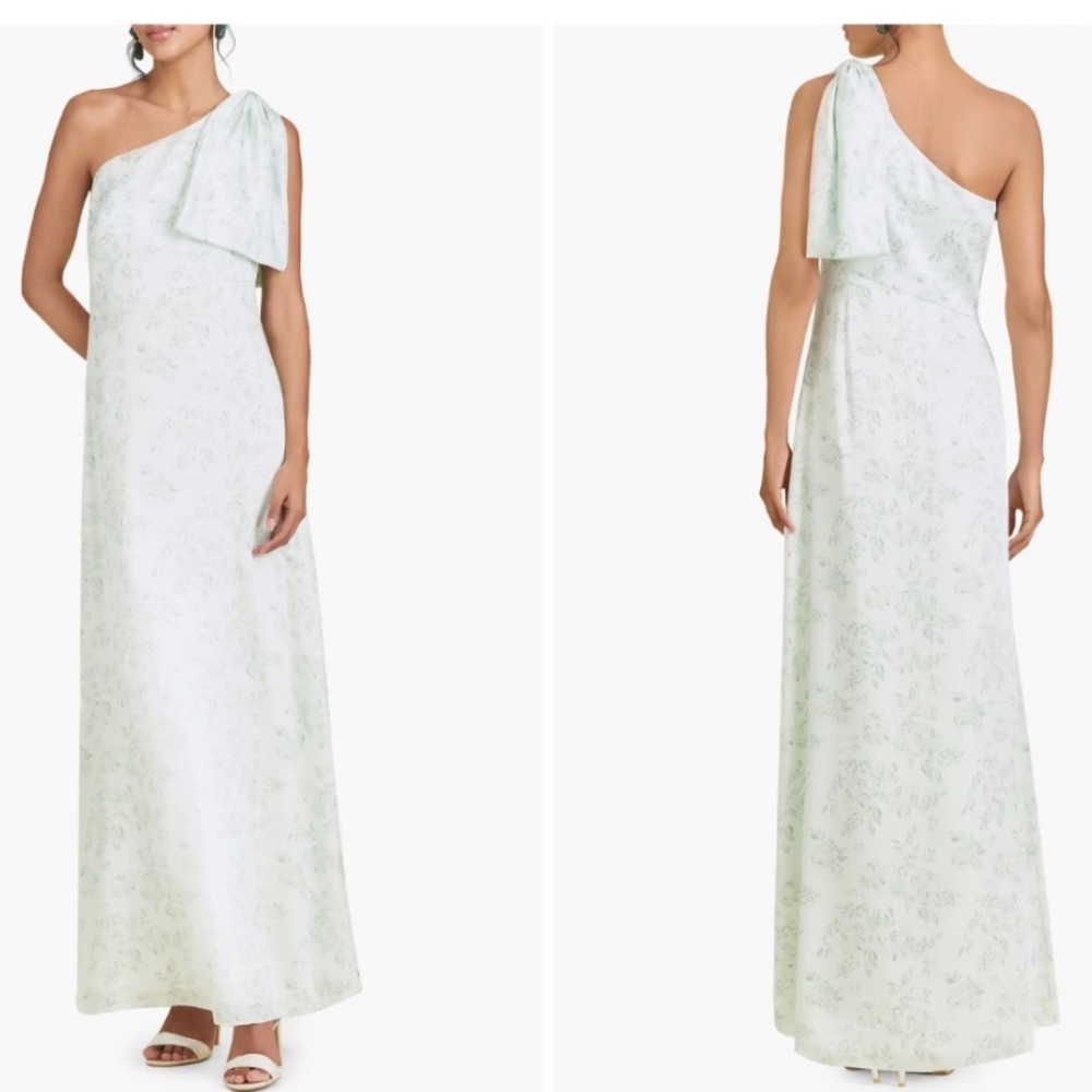 Sachin and Babi One-Shoulder Satin Charmeuse Gown